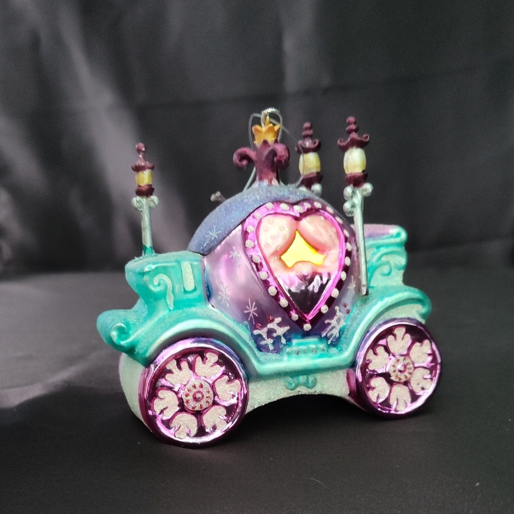 Kurt Adler 4.25" Princess Carriage Glass Ornament